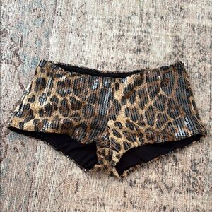 Leopard Print Sequin Shorts